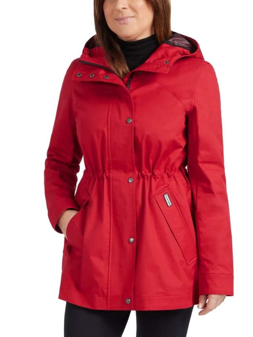 HUNTER Women's Original Cotton Smock Water Resistant Hooded Rain Jacket XXL Red